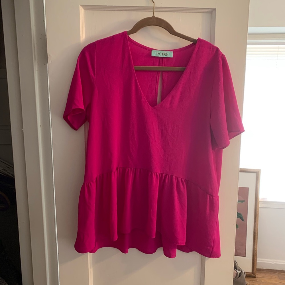 Karlie Hot Pink Peplum Top with Peep Back